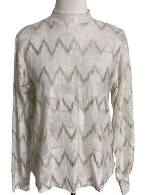 Zara White Sweater Top with Gold Chevron Detail